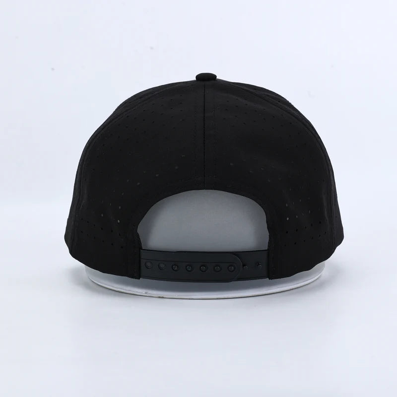 Black & Garnet Performance Hat – Sweat-Resistant & Laser-Perforated Fit