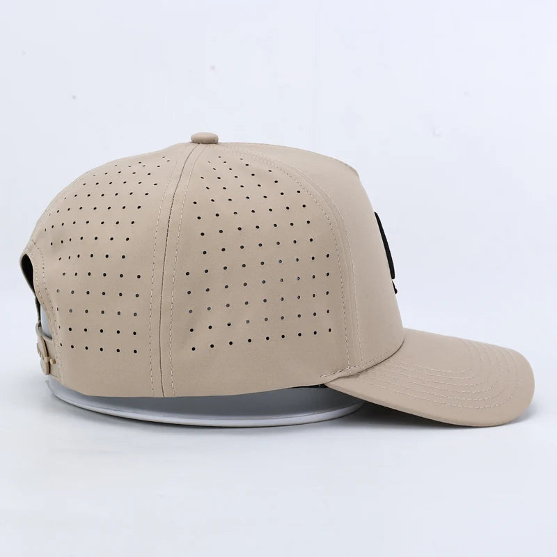 Desert Sand Performance Hat – Moisture-Wicking & Laser-Perforated Fit