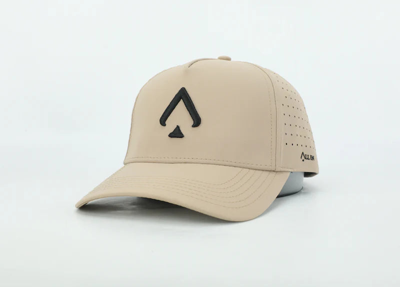 Desert Sand Performance Hat – Moisture-Wicking & Laser-Perforated Fit