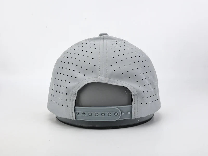 Silver & Black Tech Performance Hat – Water-Resistant Athletic Snapback