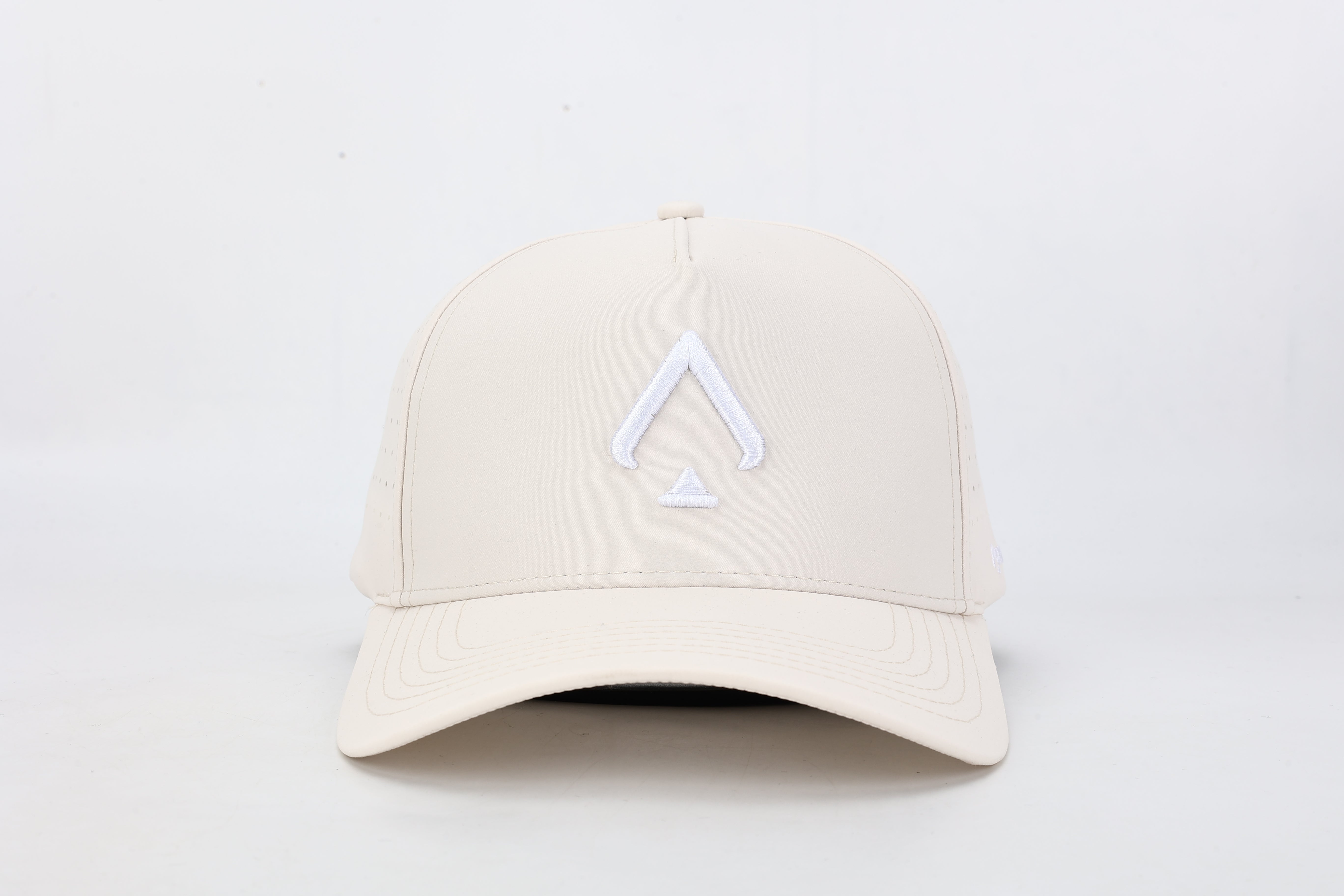 All In Lid Beige Performance Hat – Water-Resistant Laser Perforated Athletic Hat