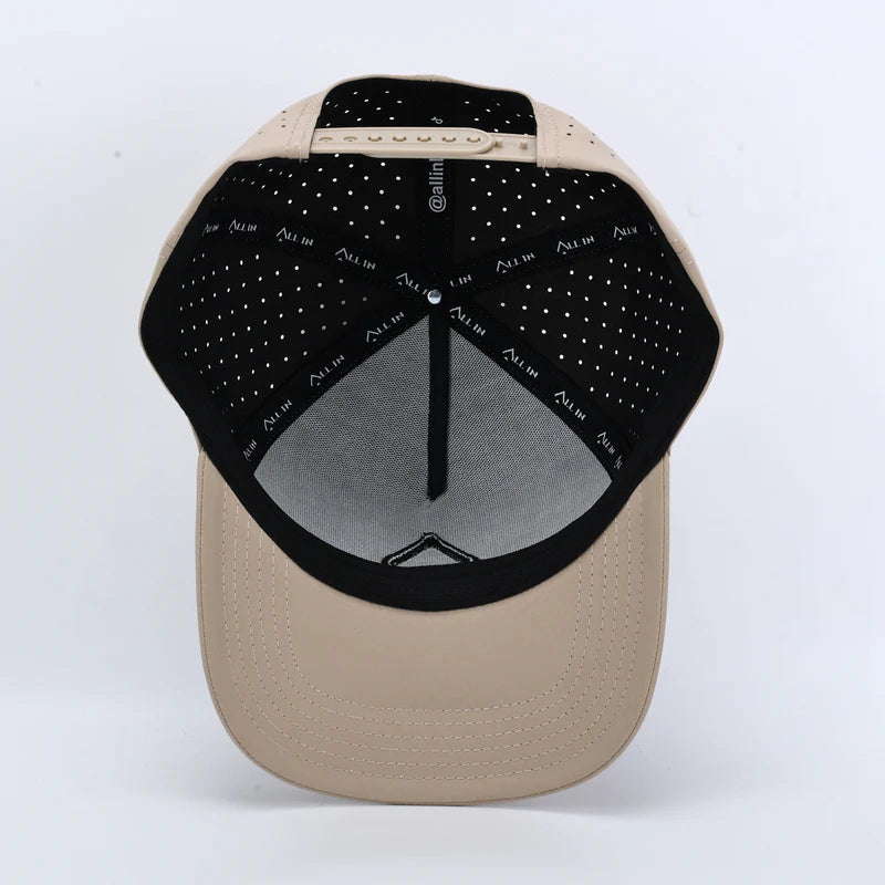 Desert Sand Performance Hat – Moisture-Wicking & Laser-Perforated Fit