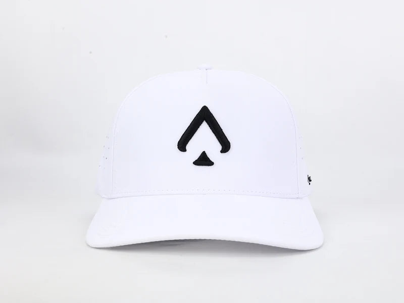 All In Lid White & Black Performance Hat – Water Resistant & Laser Perforated Fit