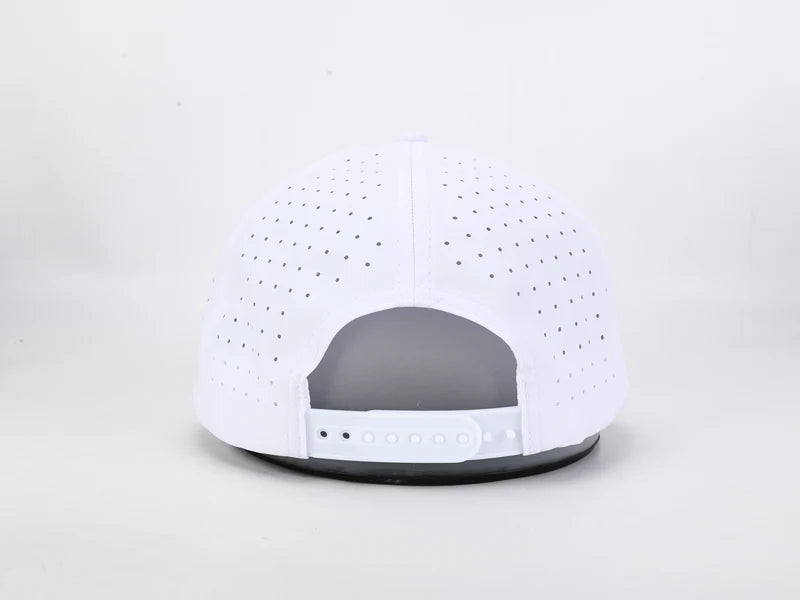 All In Lid White & Black Performance Hat – Water Resistant & Laser Perforated Fit