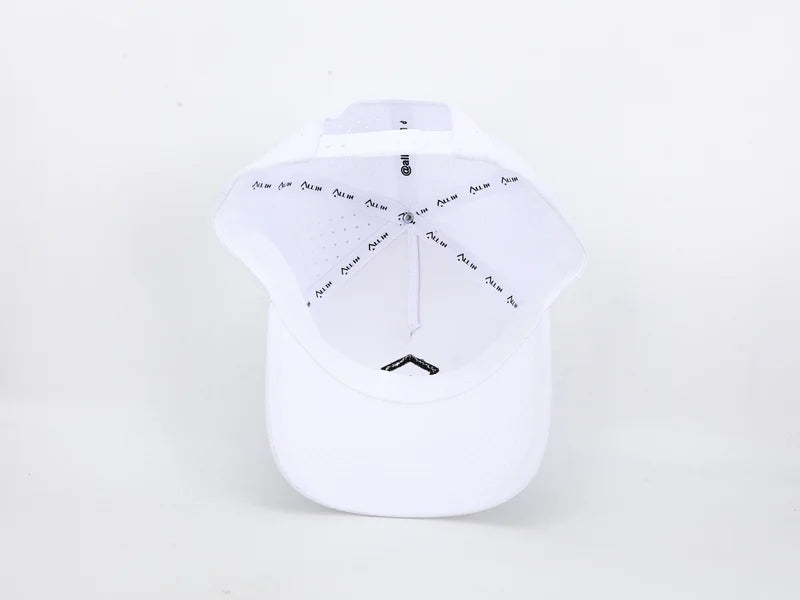 All In Lid White & Black Performance Hat – Water Resistant & Laser Perforated Fit