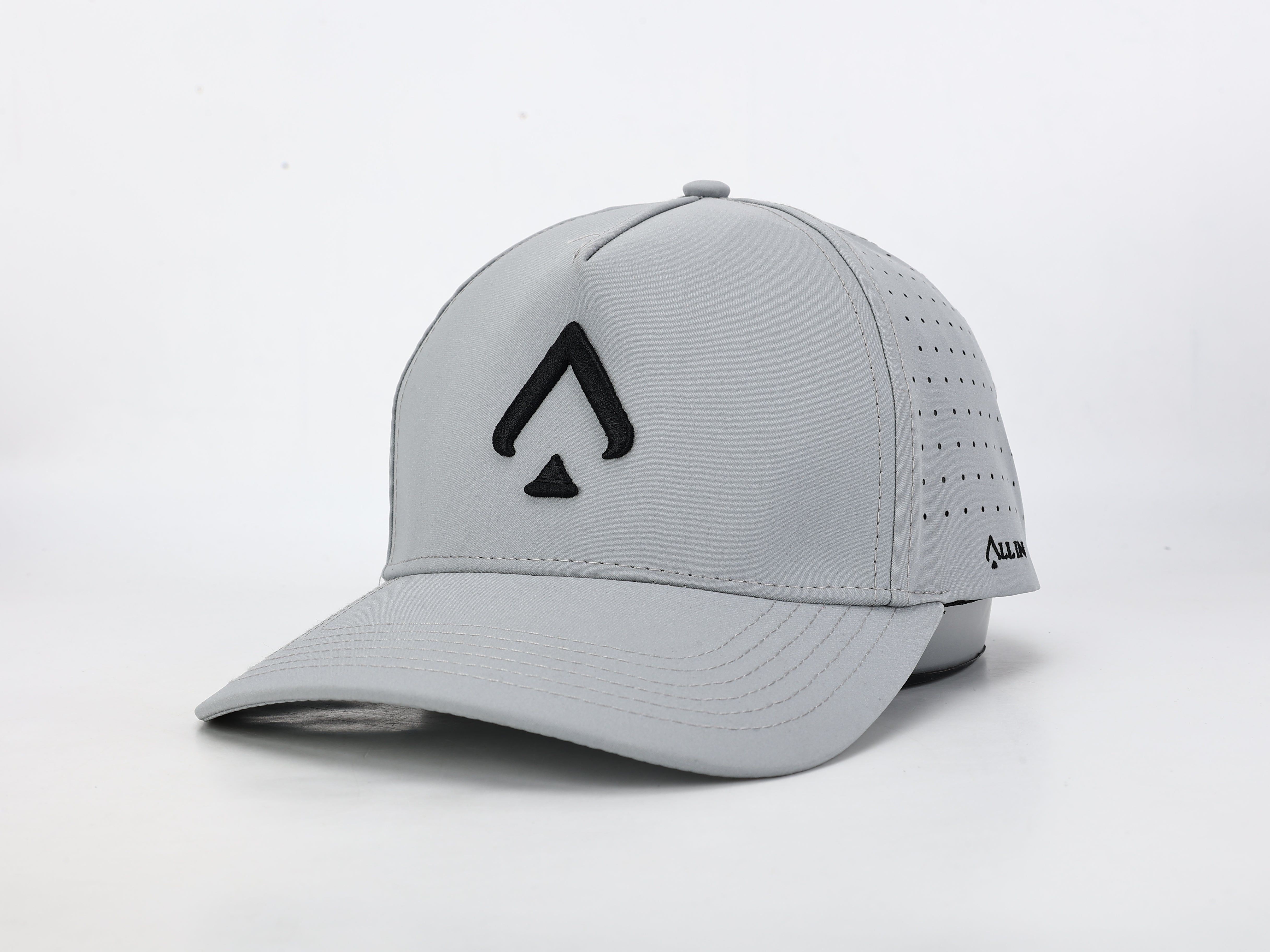 Silver & Black Tech Performance Hat – Water-Resistant Athletic Snapback