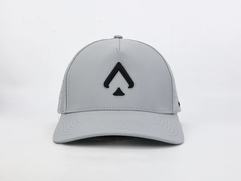 Silver & Black Tech Performance Hat – Water-Resistant Athletic Snapback