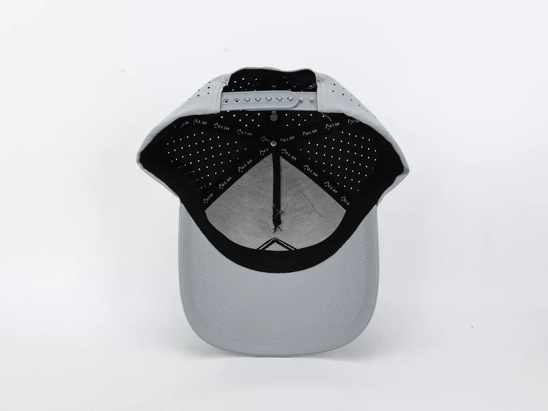 Silver & Black Tech Performance Hat – Water-Resistant Athletic Snapback