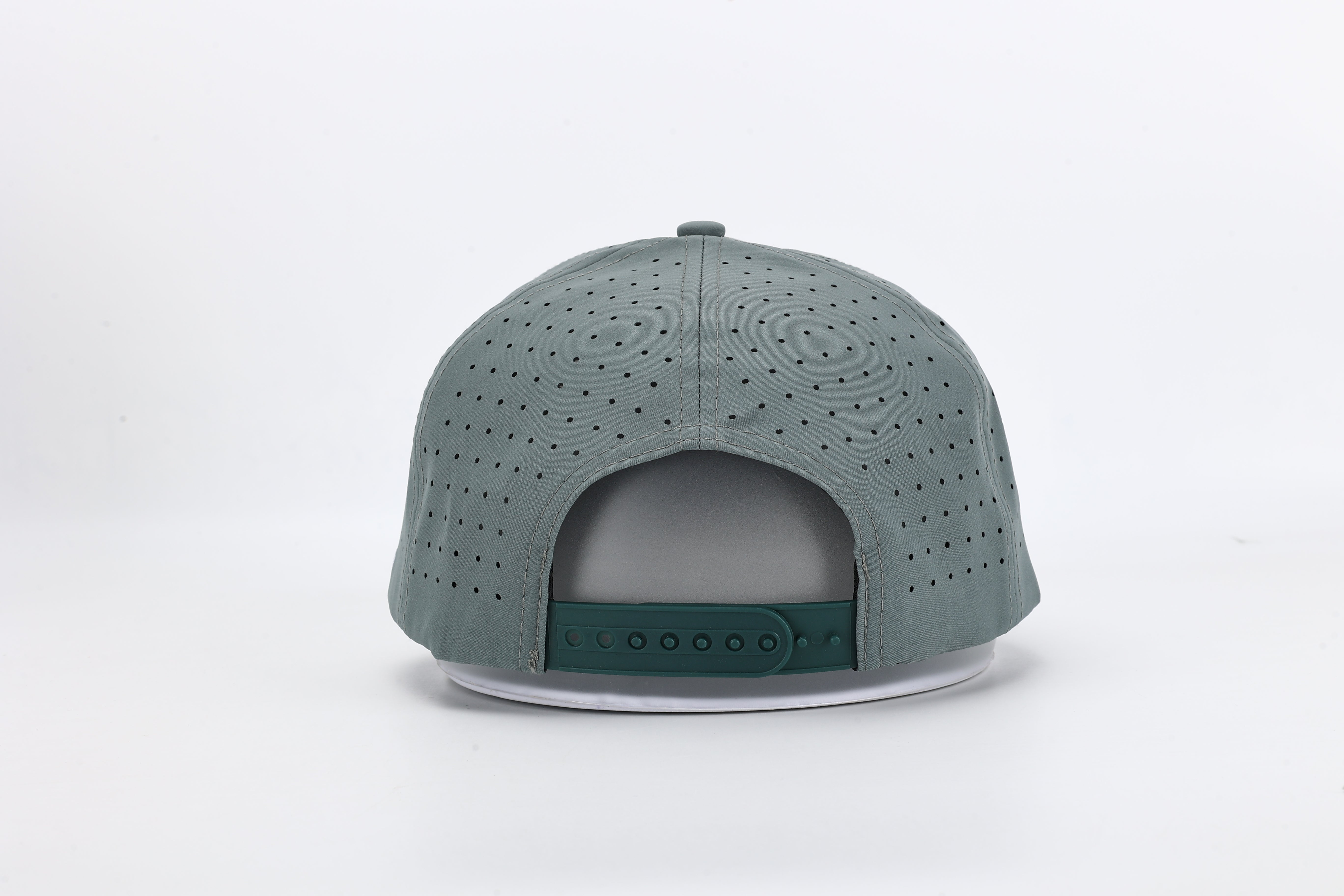 Bloom Gray performance cap featuring the All In logo with laser-cut ventilation holes for breathability and style.
