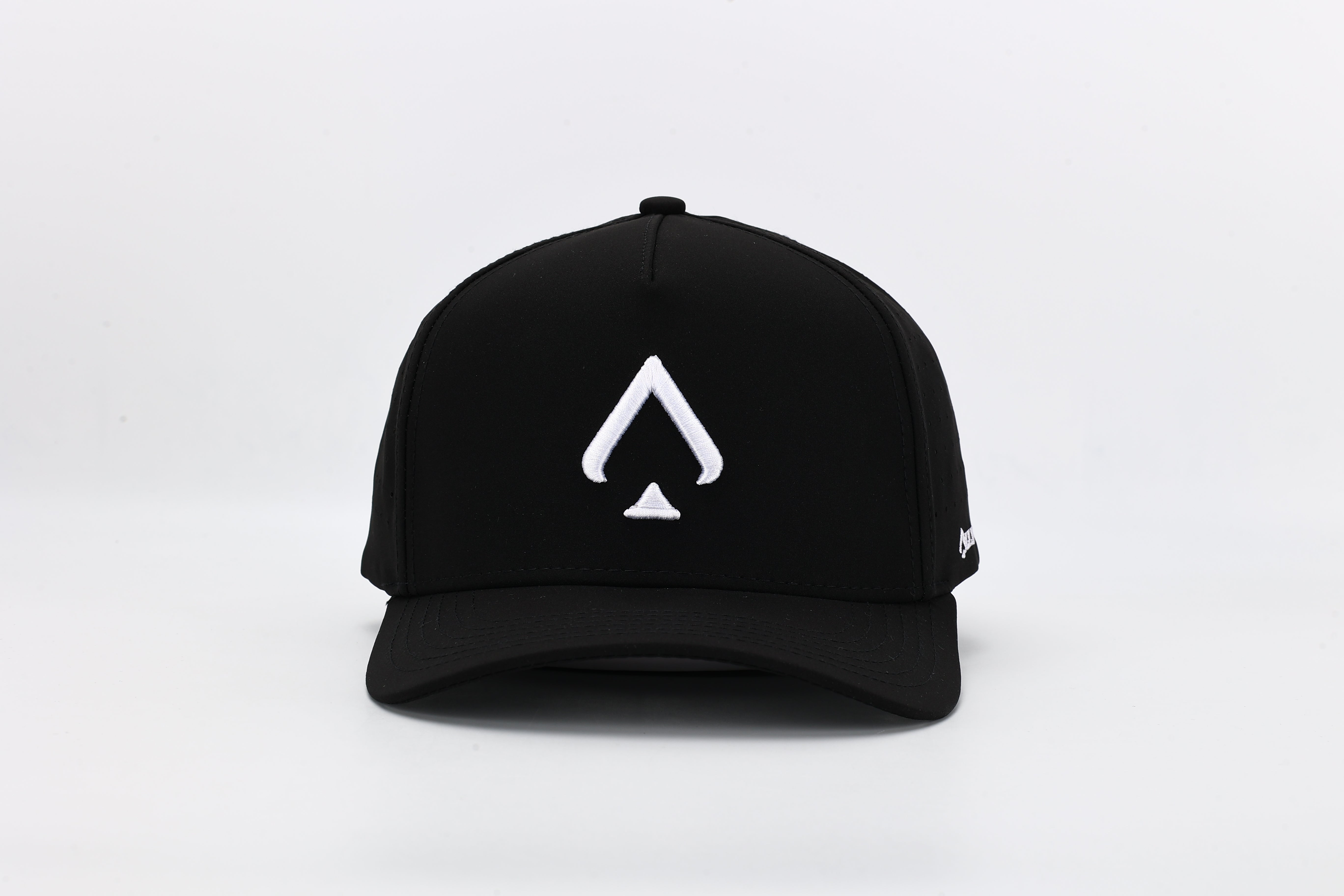 OG Black performance cap with All In logo and laser-perforated ventilation for ultimate breathability and bold style.